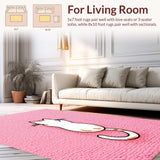 Ultra Soft Area Rug, Non Slip, Stain Resistant, Washable Area Rugs for Living Room, Bedroom, Irregular Tufted Cat Shaped Area Rug Decor(Pink)