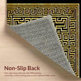 Ultra Soft Area Rug, Non Slip, Stain Resistant, Washable Area Rugs for Living Room, Bedroom, Contemporary Abstract Linear Aesthetic(Gold)