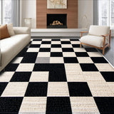 Ultra Soft Area Rug, Non Slip, Stain Resistant, Washable Area Rugs for Living Room, Bedroom, Distressed Checkerboard Black Farmhouse Dining Room Rug(Black)