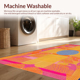 Ultra Soft Area Rug, Non Slip, Stain Resistant, Washable Area Rugs for Living Room, Bedroom, Eclectic Round Color Splash Design(Orange)