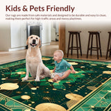 Ultra Soft Area Rug, Non Slip, Stain Resistant, Washable Area Rugs for Living Room, Bedroom, Circular Sector Anti Slip Absorbent Natural Beige with Tan Accents(Green)