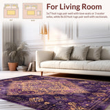 Ultra Soft Area Rug, Non Slip, Stain Resistant, Washable Area Rugs for Living Room, Bedroom, Bold Abstract Color Fusion(Purple)