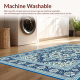 Ultra Soft Area Rug, Non Slip, Stain Resistant, Washable Area Rugs for Living Room, Bedroom, Lively Contemporary Tiled Design(Blue)