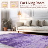 Ultra Soft Area Rug, Non Slip, Stain Resistant, Washable Area Rugs for Living Room, Bedroom, Lush Fluffy Contemporary Vibe(Purple)