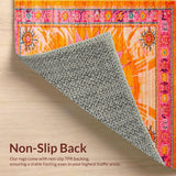 Ultra Soft Area Rug, Non Slip, Stain Resistant, Washable Area Rugs for Living Room, Bedroom, Sunny Whimsical Boho Splash(Orange)