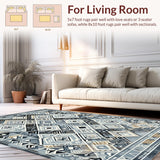 Ultra Soft Area Rug, Non Slip, Stain Resistant, Washable Area Rugs for Living Room, Bedroom, Rustic Textured Diamond Layout(Blue)
