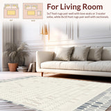 Ultra Soft Area Rug, Non Slip, Stain Resistant, Washable Area Rugs for Living Room, Bedroom, Modern Tiled Area with Timeless Design(Beige)