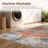Ultra Soft Area Rug, Non Slip, Stain Resistant, Washable Area Rugs for Living Room, Bedroom, Stylish Modern Ethnic Patterns(Orange)