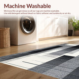 Ultra Soft Area Rug, Non Slip, Stain Resistant, Washable Area Rugs for Living Room, Bedroom, Minimalist Abstract Monochrome Artistry(Gray)