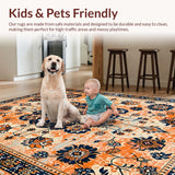 Ultra Soft Area Rug, Non Slip, Stain Resistant, Washable Area Rugs for Living Room, Bedroom, Whimsical Vintage Blossom Arrangement(Orange)
