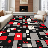 Ultra Soft Area Rug, Non Slip, Stain Resistant, Washable Area Rugs for Living Room, Bedroom, Quirky Black Geometric Motif(Black)