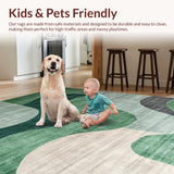 Ultra Soft Area Rug, Non Slip, Stain Resistant, Washable Area Rugs for Living Room, Bedroom, Subtle Gray Tiled Composition(Green)
