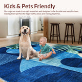Ultra Soft Area Rug, Non Slip, Stain Resistant, Washable Area Rugs for Living Room, Bedroom, Tropical Turtle Geometric Patio Runner Rug(Blue)