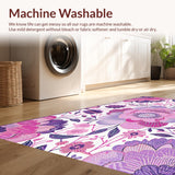 Ultra Soft Area Rug, Non Slip, Stain Resistant, Washable Area Rugs for Living Room, Bedroom, Rustic Multi-Tone Floral Fusion(Purple)