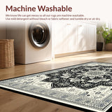 Ultra Soft Area Rug, Non Slip, Stain Resistant, Washable Area Rugs for Living Room, Bedroom, Elegant Floral Lattice Design Approach(Black)