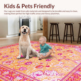 Ultra Soft Area Rug, Non Slip, Stain Resistant, Washable Area Rugs for Living Room, Bedroom, Chic Warm Toned Flower Pattern(Yellow)