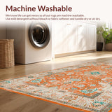 Ultra Soft Area Rug, Non Slip, Stain Resistant, Washable Area Rugs for Living Room, Bedroom, Trendy Faded Geometric Arrangement(Orange)