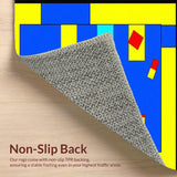 Ultra Soft Area Rug, Non Slip, Stain Resistant, Washable Area Rugs for Living Room, Bedroom, Colorful Whimsical Geometric Motif(Yellow)
