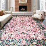 Ultra Soft Area Rug, Non Slip, Stain Resistant, Washable Area Rugs for Living Room, Bedroom, Lively Classic Decorative Elements(Pink)