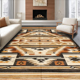 Ultra Soft Area Rug, Non Slip, Stain Resistant, Washable Area Rugs for Living Room, Bedroom, Luxurious Warm Geometric Aesthetics(Brown)