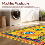 Ultra Soft Area Rug, Non Slip, Stain Resistant, Washable Area Rugs for Living Room, Bedroom, Traditional Mystic Symbolic Rug(Yellow)