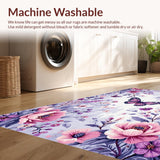 Ultra Soft Area Rug, Non Slip, Stain Resistant, Washable Area Rugs for Living Room, Bedroom, Vibrant Springtime Nature Embrace(Purple)