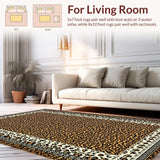 Ultra Soft Area Rug, Non Slip, Stain Resistant, Washable Area Rugs for Living Room, Bedroom, Modern Cartoonish Wildlife Flair(Brown)