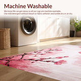 Ultra Soft Area Rug, Non Slip, Stain Resistant, Washable Area Rugs for Living Room, Bedroom, Delicate Botanical Blossom Pattern(Pink)