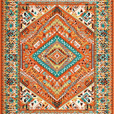 Ultra Soft Area Rug, Non Slip, Stain Resistant, Washable Area Rugs for Living Room, Bedroom, Rustic Orange Medallion Elegance(Orange)