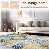 Ultra Soft Area Rug, Non Slip, Stain Resistant, Washable Area Rugs for Living Room, Bedroom, Vibrant Boho Tribal Motif(Yellow)