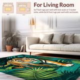 Ultra Soft Area Rug, Non Slip, Stain Resistant, Washable Area Rugs for Living Room, Bedroom, Elegant Green Floral Ethnic Style(Orange)