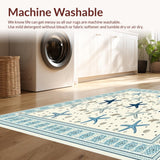 Ultra Soft Area Rug, Non Slip, Stain Resistant, Washable Area Rugs for Living Room, Bedroom, Summer Starfish Coastal Area Beige Blue White Design(Beige)
