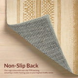 Ultra Soft Area Rug, Non Slip, Stain Resistant, Washable Area Rugs for Living Room, Bedroom, Rustic Tan Trellis Design Element(Beige)