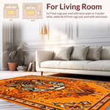 Ultra Soft Area Rug, Non Slip, Stain Resistant, Washable Area Rugs for Living Room, Bedroom, Fun Safari Themed Decorative Piece(Orange)