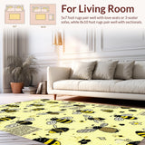 Ultra Soft Area Rug, Non Slip, Stain Resistant, Washable Area Rugs for Living Room, Bedroom, Kawaii Bee Pastel Aesthetic(Black)