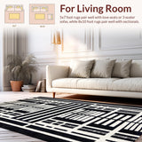 Ultra Soft Area Rug, Non Slip, Stain Resistant, Washable Area Rugs for Living Room, Bedroom, Playful Monochrome Animal Motif(Black)