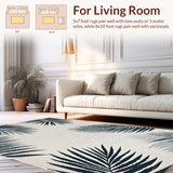 Ultra Soft Area Rug, Non Slip, Stain Resistant, Washable Area Rugs for Living Room, Bedroom, Chic Grey Coastal Leaf Pattern(Blue)