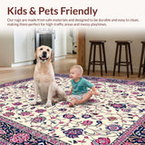 Ultra Soft Area Rug, Non Slip, Stain Resistant, Washable Area Rugs for Living Room, Bedroom, Graceful Earthy Floral Composition(Ivory)