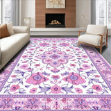 Ultra Soft Area Rug, Non Slip, Stain Resistant, Washable Area Rugs for Living Room, Bedroom, Artful Cheerful Daisy Arrangement(White)