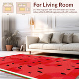 Ultra Soft Area Rug, Non Slip, Stain Resistant, Washable Area Rugs for Living Room, Bedroom, Bright Red Fun Artful Touch(Red)