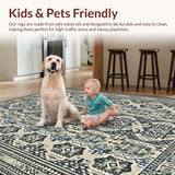 Ultra Soft Area Rug, Non Slip, Stain Resistant, Washable Area Rugs for Living Room, Bedroom, Luxurious Neutral Geometric Arrangement(Gray)