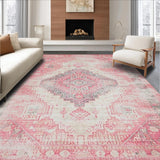 Ultra Soft Area Rug, Non Slip, Stain Resistant, Washable Area Rugs for Living Room, Bedroom, Trendy Striped Earthy Palette(Pink)