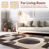 Ultra Soft Area Rug, Non Slip, Stain Resistant, Washable Area Rugs for Living Room, Bedroom, Neutral Toned Geometric Elegance(Gray)