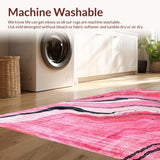 Ultra Soft Area Rug, Non Slip, Stain Resistant, Washable Area Rugs for Living Room, Bedroom, Luxurious Abstract Expressionist Motif(Pink)