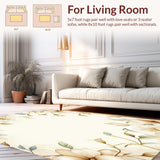 Ultra Soft Area Rug, Non Slip, Stain Resistant, Washable Area Rugs for Living Room, Bedroom, Floral Harmony Area Neutral Botanical Gentle Hues(Beige)