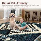 Ultra Soft Area Rug, Non Slip, Stain Resistant, Washable Area Rugs for Living Room, Bedroom, Retro Diamond Checkered Aesthetic(Blue)