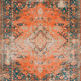 Ultra Soft Area Rug, Non Slip, Stain Resistant, Washable Area Rugs for Living Room, Bedroom, Stylish Rustic Tiled Motif(Orange)