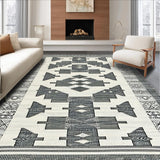 Ultra Soft Area Rug, Non Slip, Stain Resistant, Washable Area Rugs for Living Room, Bedroom, Neutral Toned Geometric Motif(Gray)