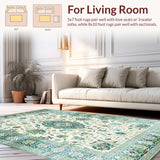 Ultra Soft Area Rug, Non Slip, Stain Resistant, Washable Area Rugs for Living Room, Bedroom, Chic Pastel Floral Medley(Ivory)