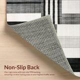 Ultra Soft Area Rug, Non Slip, Stain Resistant, Washable Area Rugs for Living Room, Bedroom, Elegant Monochrome Striped Woven Rug for Indoor Outdoor Layering Design(Gray)